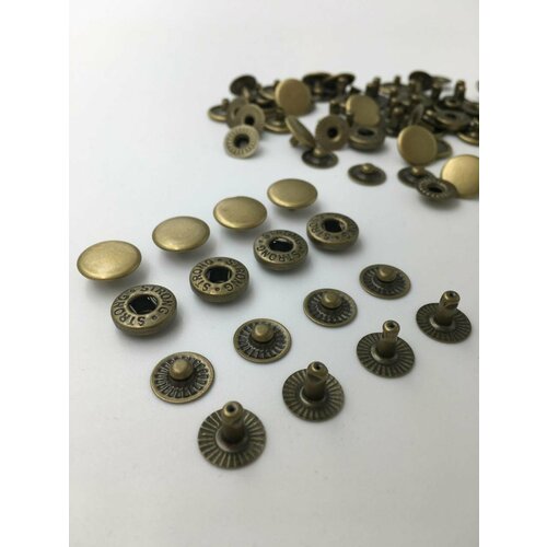 Кнопки Альфа 12.5 мм Бронзовый (антик) 30шт, нержавеющая сталь, Турция