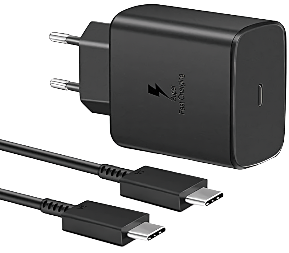 Зарядное устройство для Samsung 45W / Адаптер питания + кабель USB Type-C 5A / Супер быстрая зарядка 45W / Black