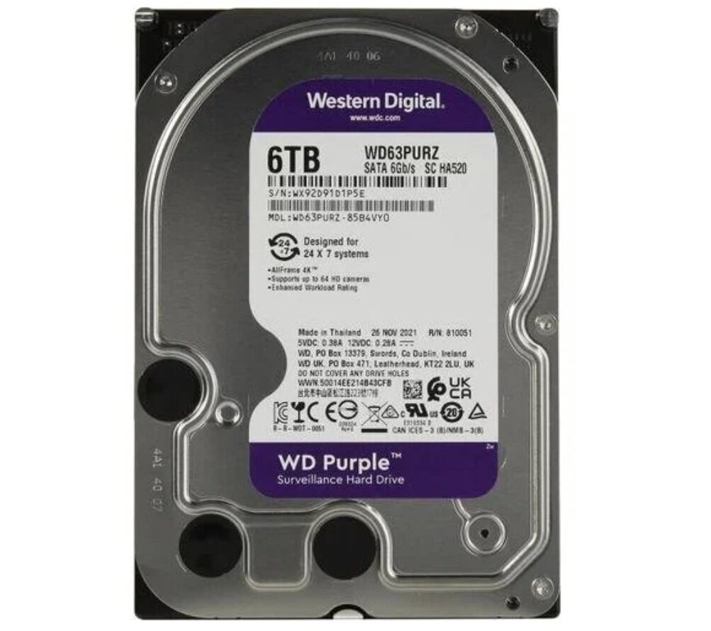 Жесткий диск WD Purple 6ТБ WD63PURZ