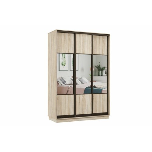 Шкаф-купе ЛофтКлассика Дуб сонома с зеркалами профиль бронза ЛДСП С полками для дома дачи спальни гостиной прихожей 1800х2400х600 мебельный РАЙ 36700₽