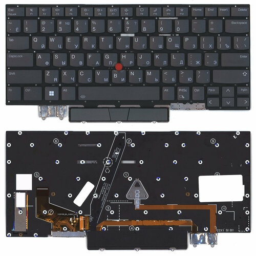 Клавиатура для ноутбука Lenovo ThinkPad X1 Yoga Gen 7 черная с подсветкой и трекпойнтом new original italian backlit keyboard for lenovo thinkpad t460p backlight teclado 00ur412 00ur372 sn20j91992