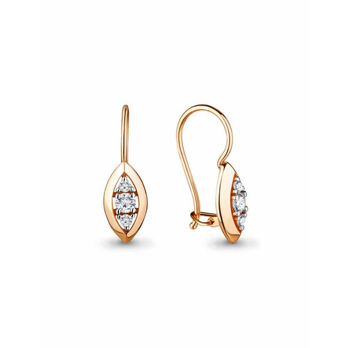 Серьги Amarin Jewelry, красное золото, 585 проба, фианит, золотой