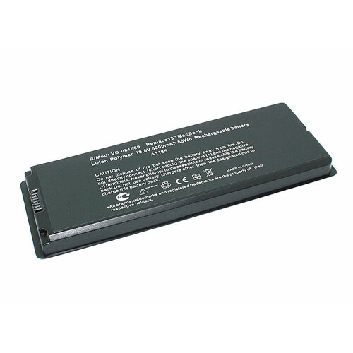 аккумулятор для ноутбука apple a1185 macbook 13 a1181 black 10 8v 5000mah p n a1185 ma561 Аккумуляторная батарея для ноутбука Apple MacBook A1185 A1181 5000mAh черная OEM