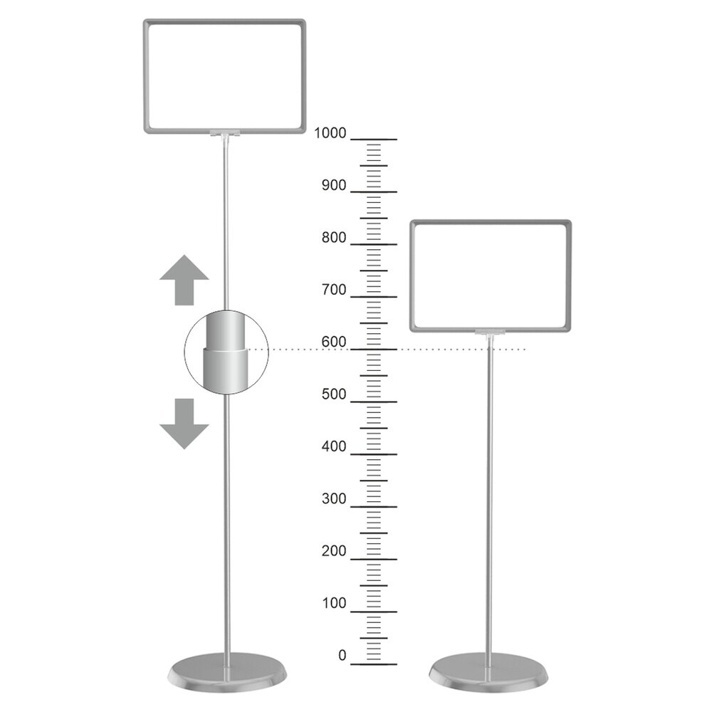 фото Стойка информационная OfficeSpace телескопическая А4, серая (367788)
