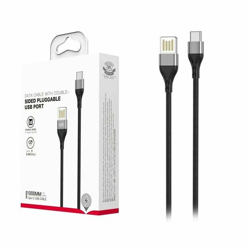 Кабель USB Type-C, XO NB188, 2.4A, цвет серый, 1 шт кабель ugreen us161 usb type c usb type c 1 5 м 1 шт серый