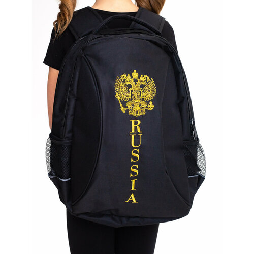 Рюкзак спортивный детский для гимнастики черный молодежный вышивка герб