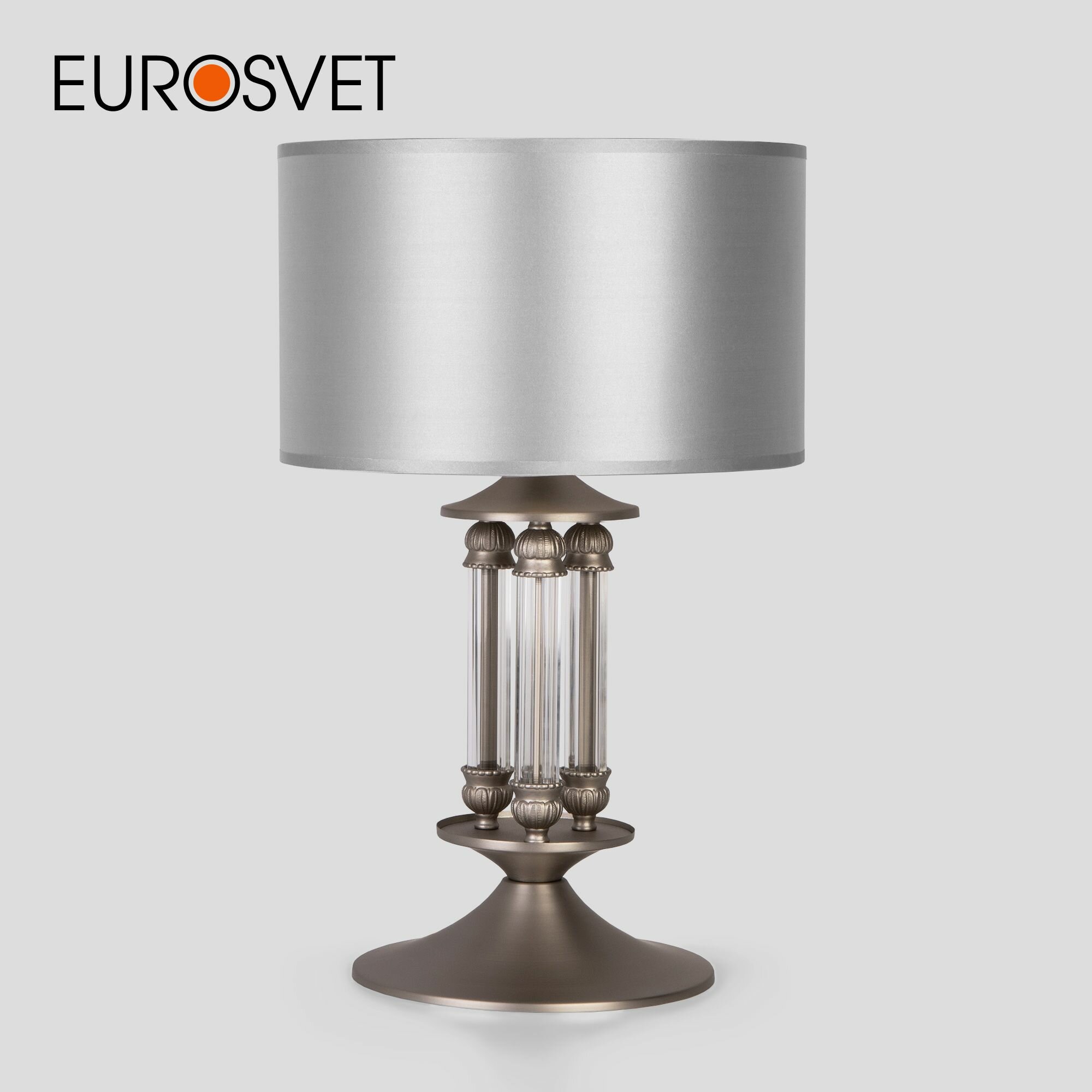 Классическая настольная лампа с абажуром Eurosvet 01045/1 сатин-никель
