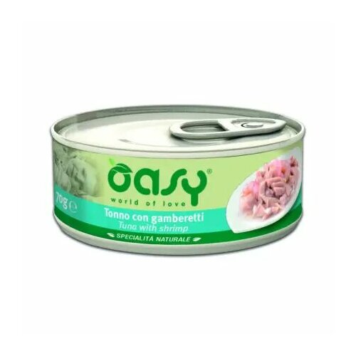 Oasy Wet cat Specialita Naturali Tuna Shrimp дополнительное питание для кошек с тунцом и креветками в консервах - 70 г 140₽