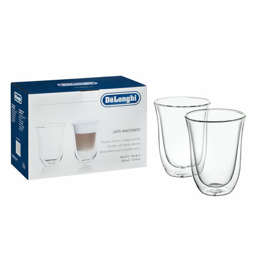 фото Набор стаканов delonghi latte cups dlsc312, 220 мл, 2 шт., прозрачный