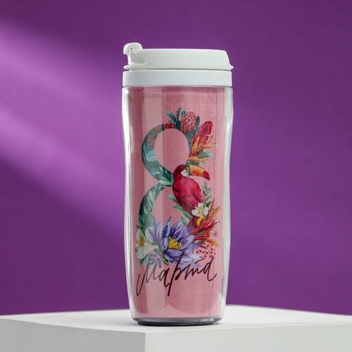 Термостакан со вставкой 8 марта Цветы 350 мл сохраняет тепло 2 ч 639₽