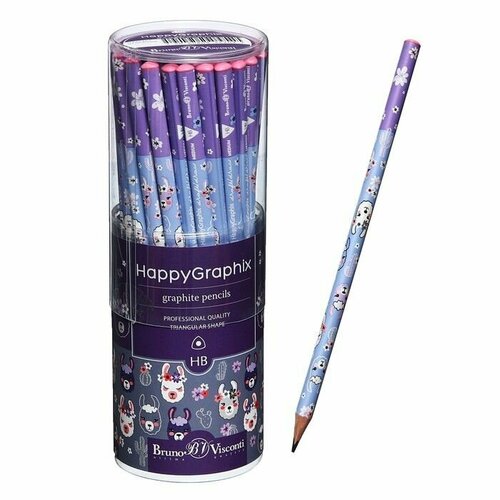 Карандаш чернографитный 2 мм Happy Graphix Цирк Ламы НВ трёхгранный 408₽