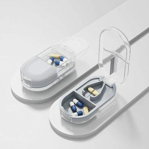 Портативная таблетница с японским резаком для лекарств прозрачный 366₽