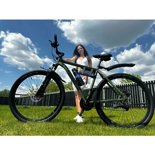 Велосипед 29 Richiesto Алюминиевая рама 21 Горный ВзрослыйПодростковый зеленый матовый 26200₽