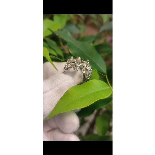 Кольцо Альдзена Неразлучники, серебро, 925 проба, родирование, фианит, размер 16.5, серебряный