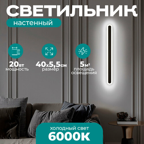 Светильник настенный светодиодный Loft Mini Black матовый черный 20W 6000К бра 1300₽