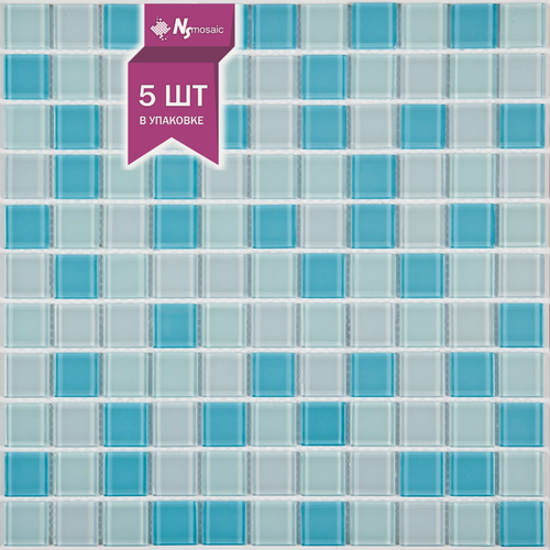 Изображение товара Мозаика стеклянная NSmosaic S-457, глянцевая голубая, 300х300 мм, упаковка 5шт