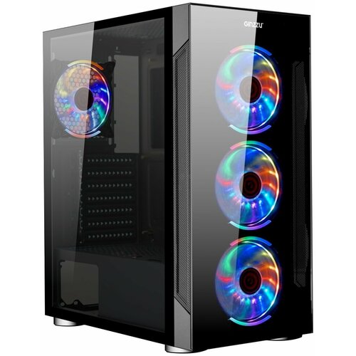 Корпус Ginzzu CL280 FAN 12CM RGB*4 USB3.0 Window (408103) черный