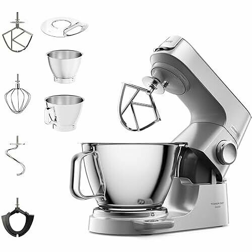 Кухонный комбайн Kenwood Titanium Chef Baker KVC85004SI со встроенными весами 1200 Вт серебристый 102922₽