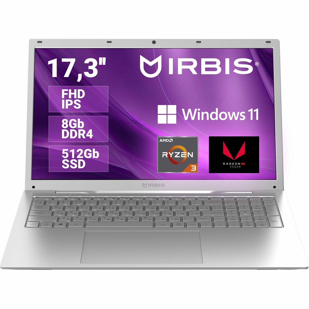 Ноутбук Irbis 17NBC2000/17.3"/AMD Ryzen 3 3200U/8/512/Win/Silver