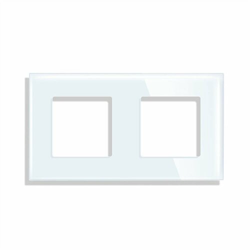 Рамка двухпостовая стеклянная белая 86*157мм TAWOIA