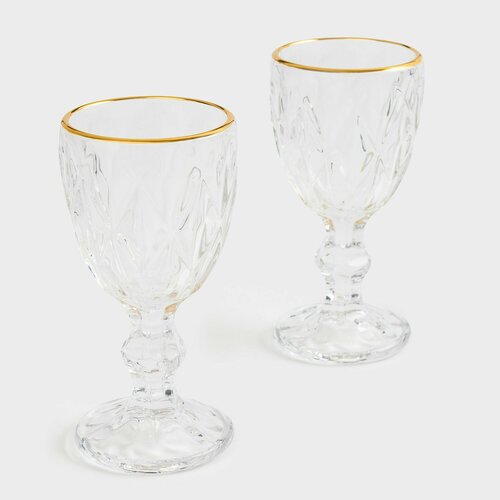 Стопка для водки 50 мл 2 шт стекло Р с золотистым кантом Rhomb gold 899₽