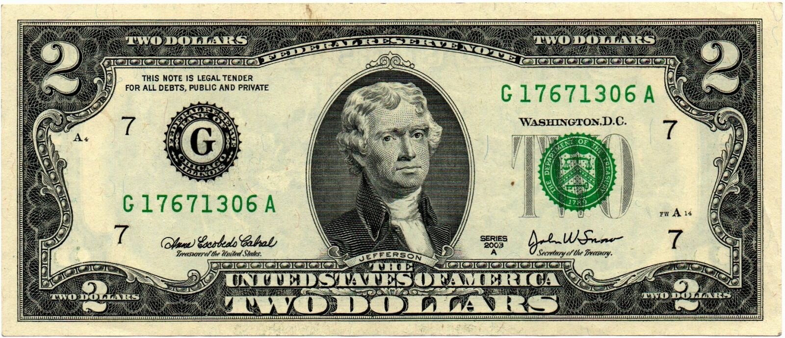 2 доллара 2003 год США 17671306