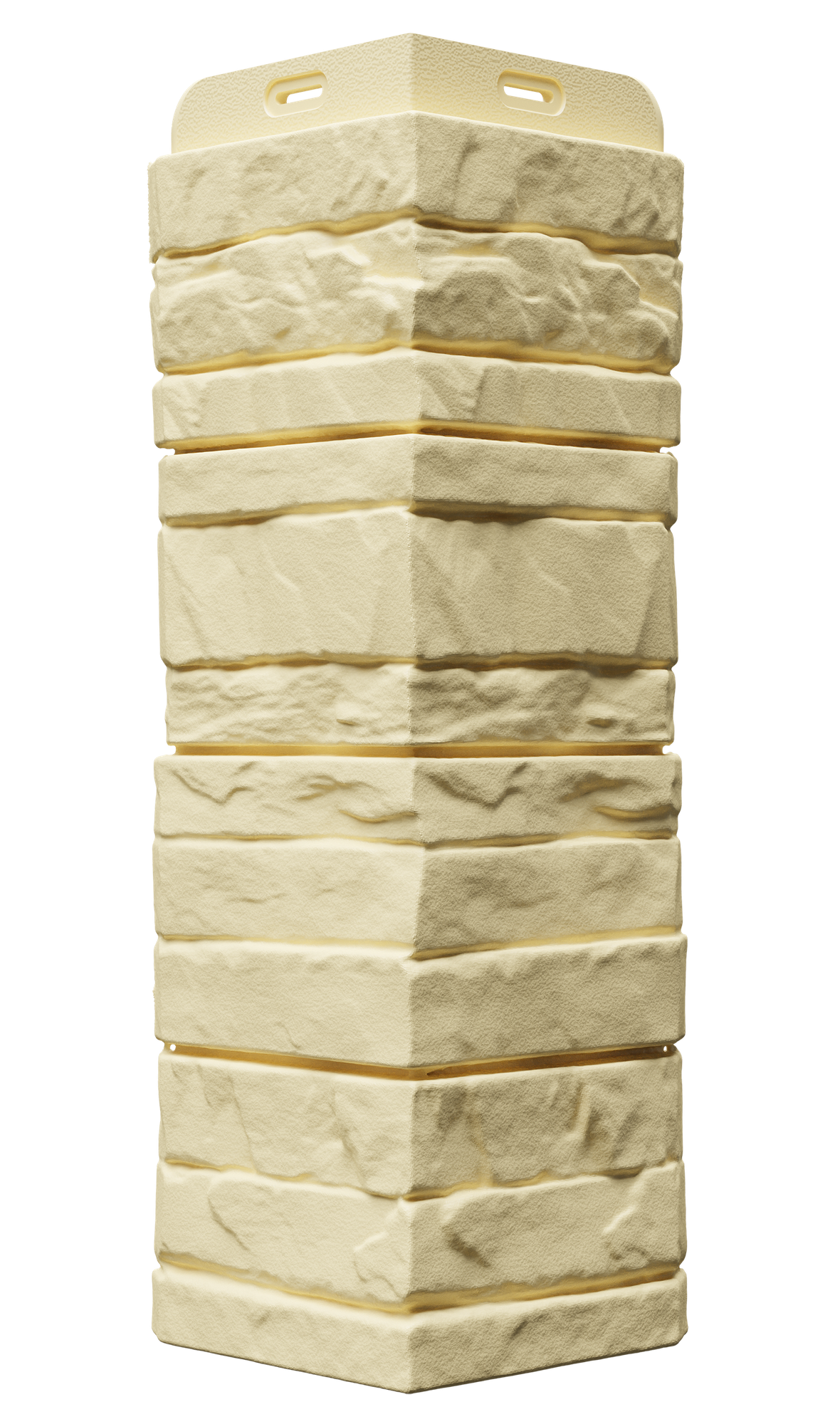 Угол наружный из ПВХ для фасадных панелей Docke Алтай, (Каменная кладка), Кремовый