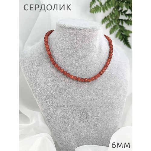 фото Бусы сафария, сердолик, длина 49 см, красный/оранжевый