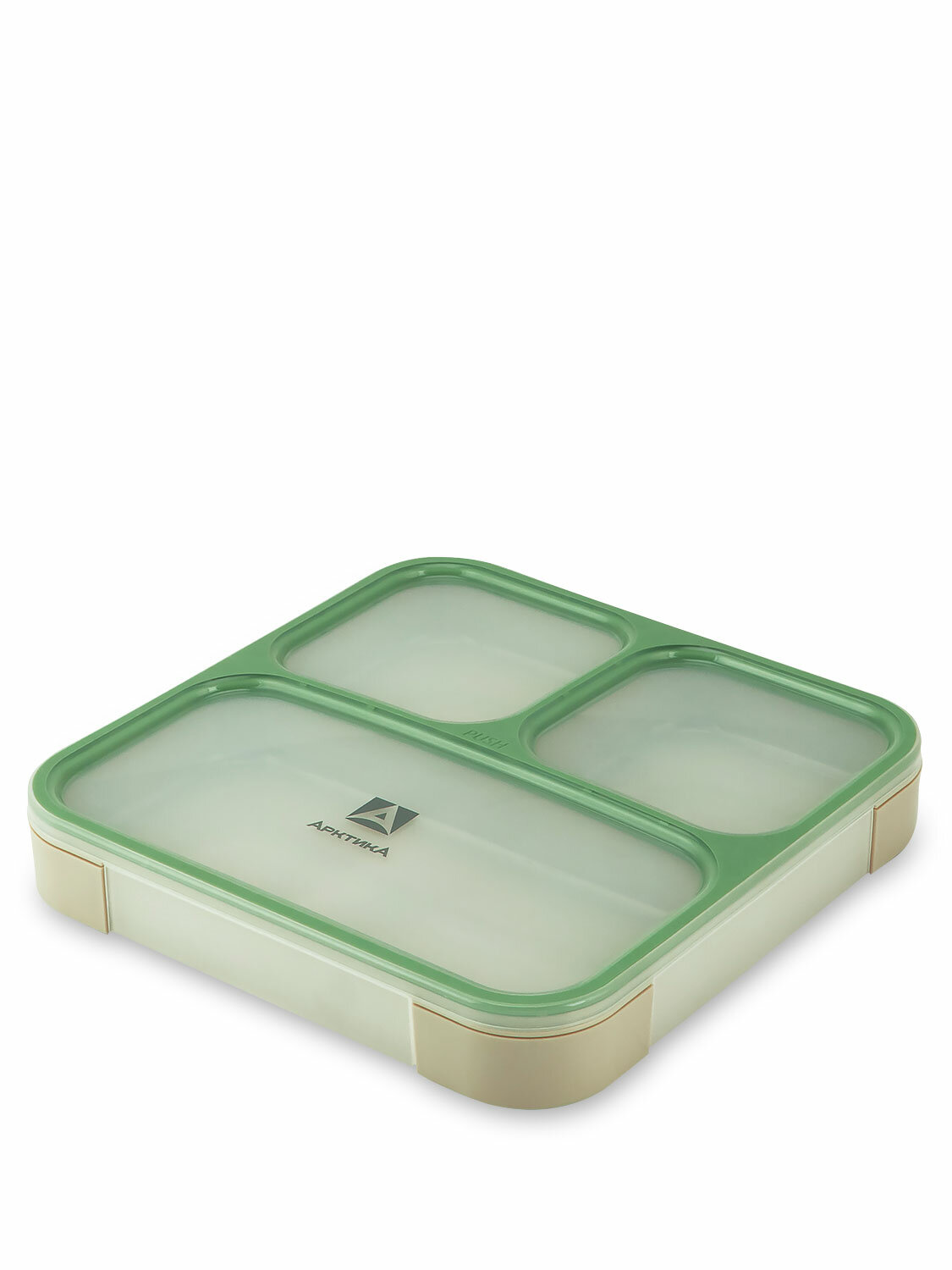 Ланч-бокс Арктика с отделениями 0.8л. зеленый/бежевый