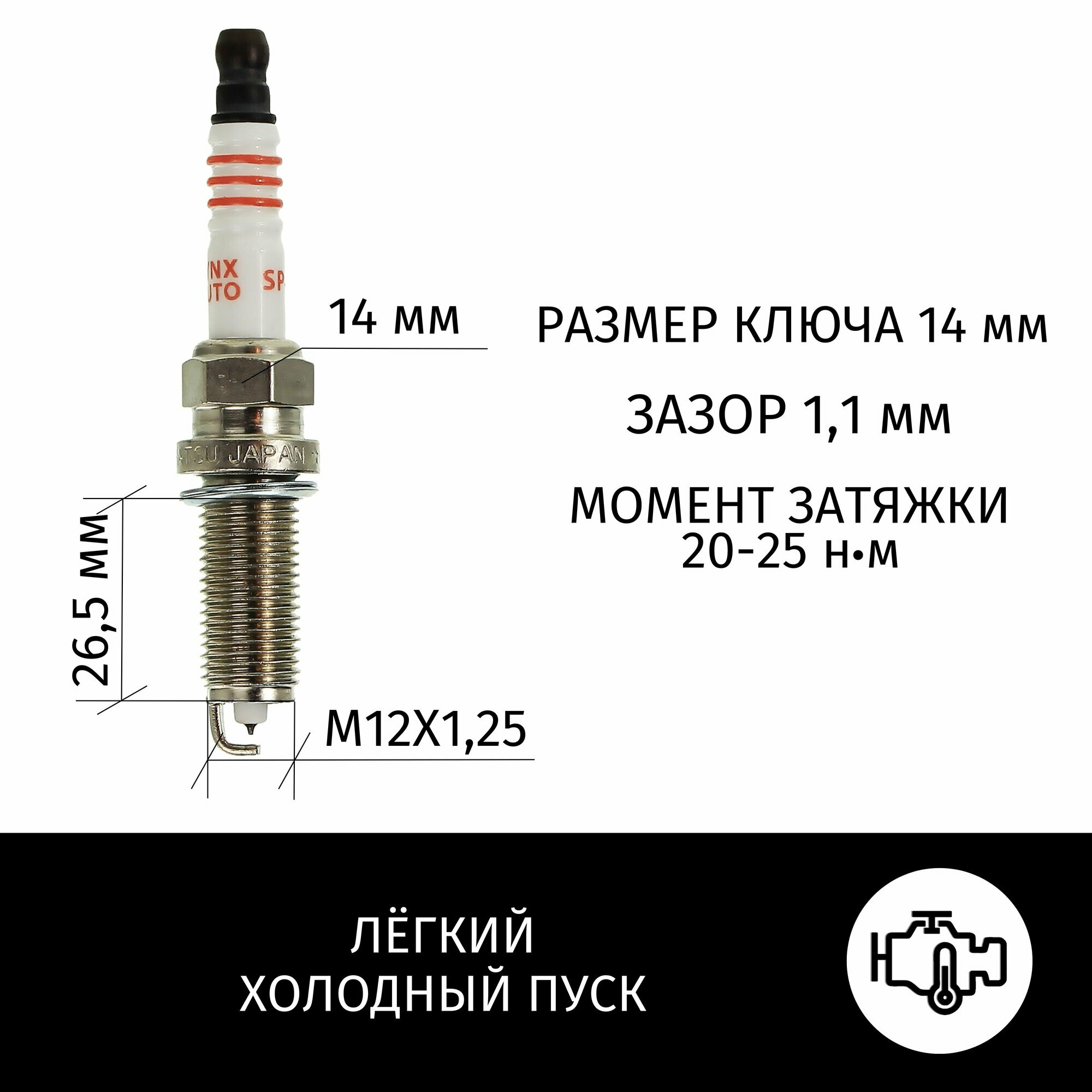 Свечи зажигания иридий+платина Renault Logan Stepway (1) / Рено Логан Степвей 2016 2017 2018 2019 2020 2021 2022 V1.6 H4M / 4шт LYNXauto — фото 1