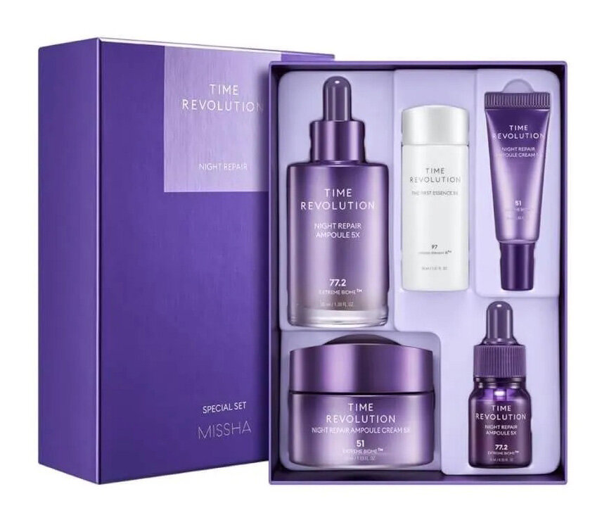 Антивозрастной набор косметики Missha Time Revolution Night Repair Special Set 5Х, 5 предметов