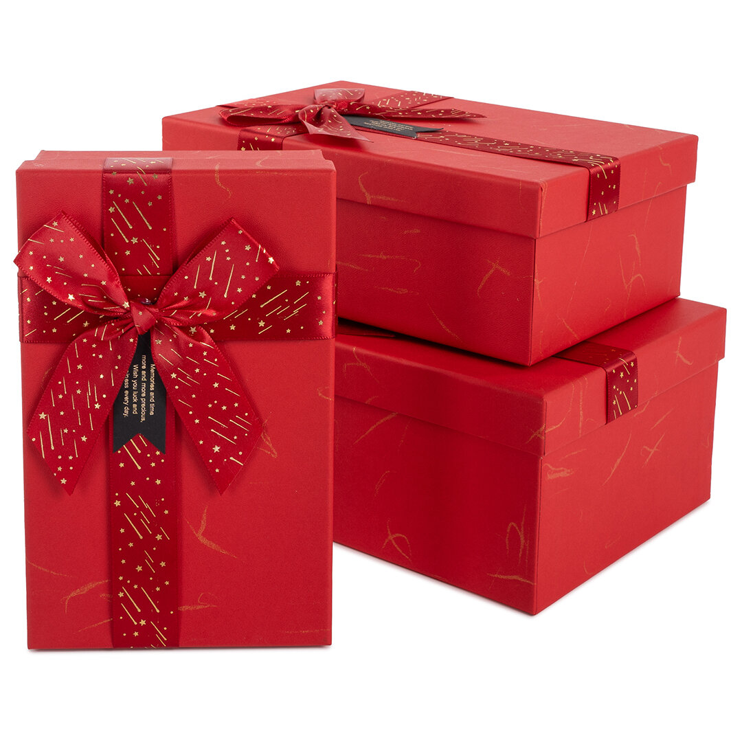 Набор коробок подарочных Дон Баллон Волшебный праздник красный 23х16х95 см 3 шт