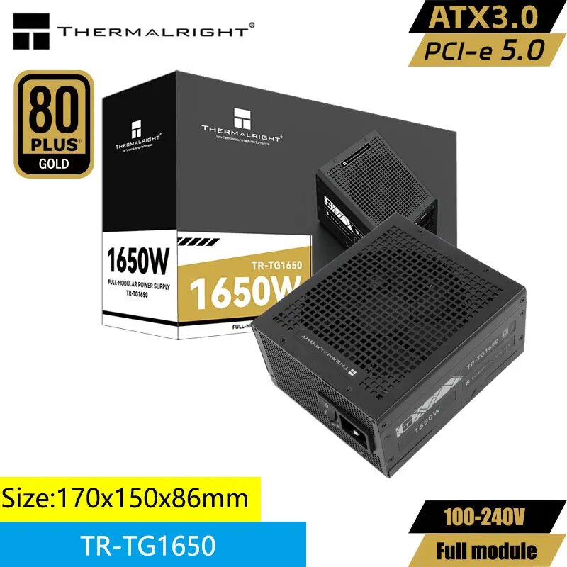 Внешний аккумулятор для компьютера, 100-240 В ATX3.0, полностью модульный, двойной интерфейс 12V hpwr, 1650W