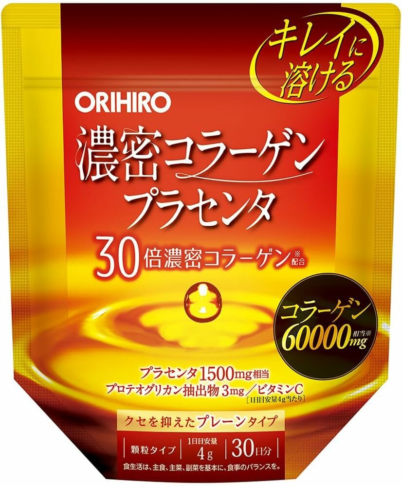 Коллаген Orihiro "Плотный", с плацентой, для кожи, волос, ногтей, без вкуса, 120г