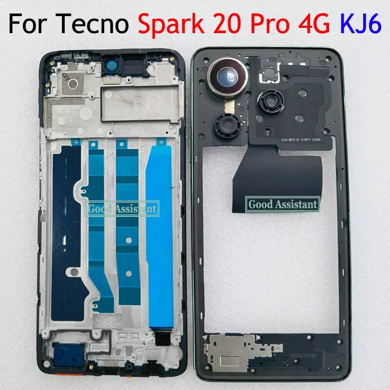 6,78 дюйма для Tecno Spark 20 Pro 4G KJ6, крышка батарейного отсека, лицевая Gold Front Middle
