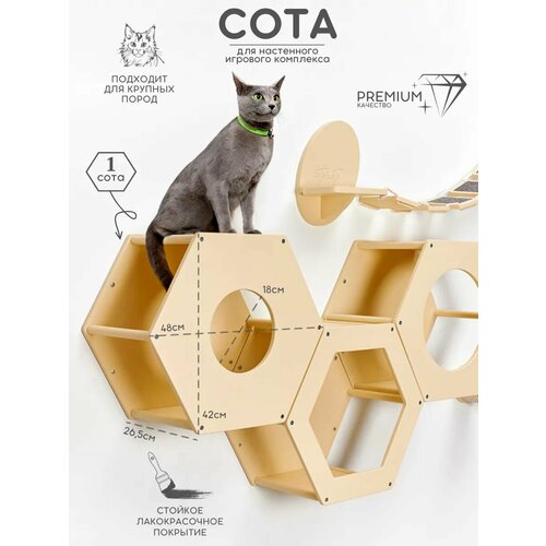 Полка для кошек настенная на стену Котомото / настенный игровой комплекс для кошек