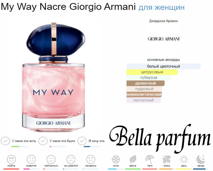 Парфюмированная вода My Way Nacre Giorgio Armani это аромат для женщин, 10 ml — фото 1