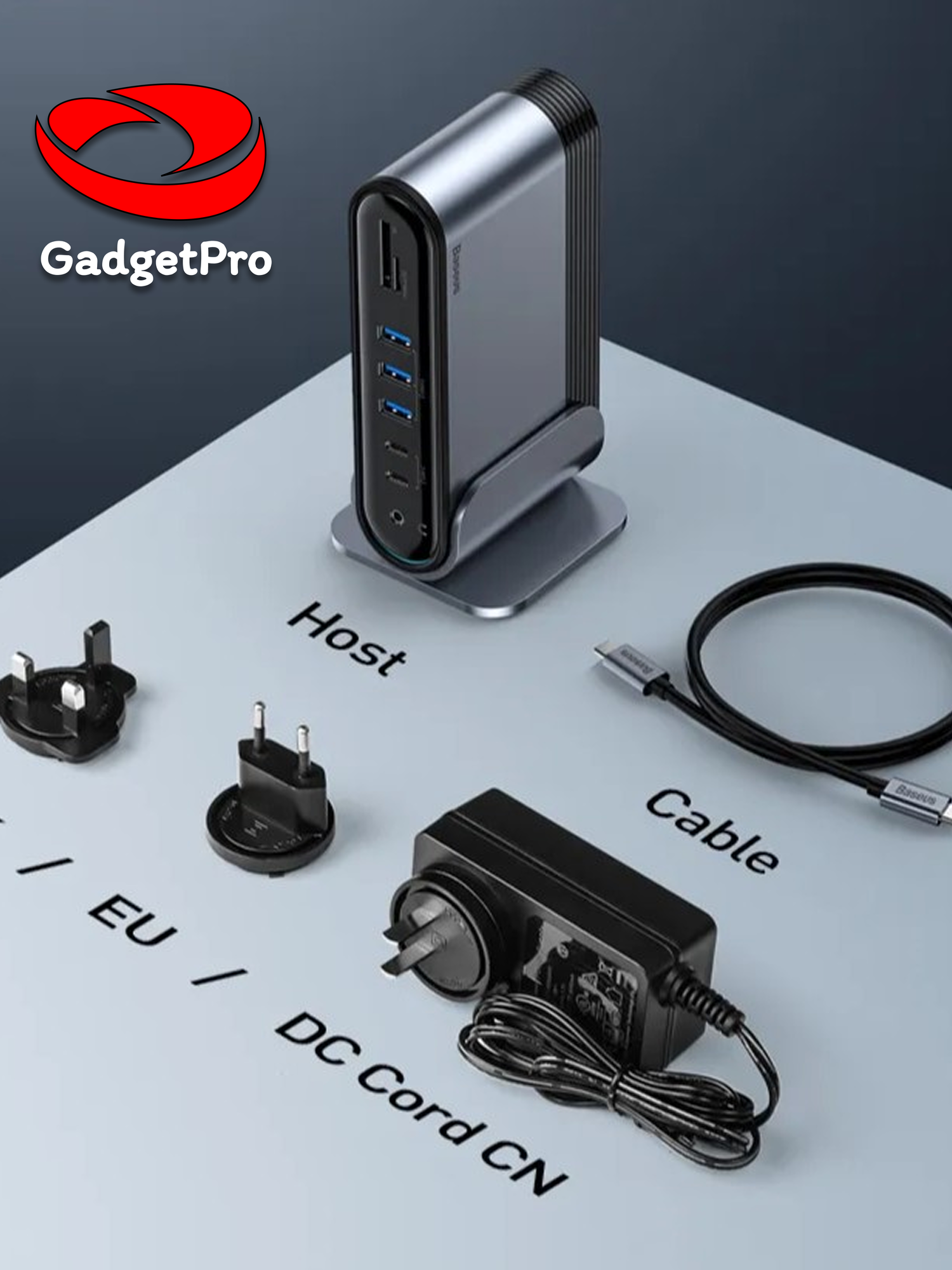 Многофункциональный хаб Baseus CAHUB-BG0G 16-в-1, USB-C, HDMI, VGA, Ethernet, 100W PD, алюминий, серый