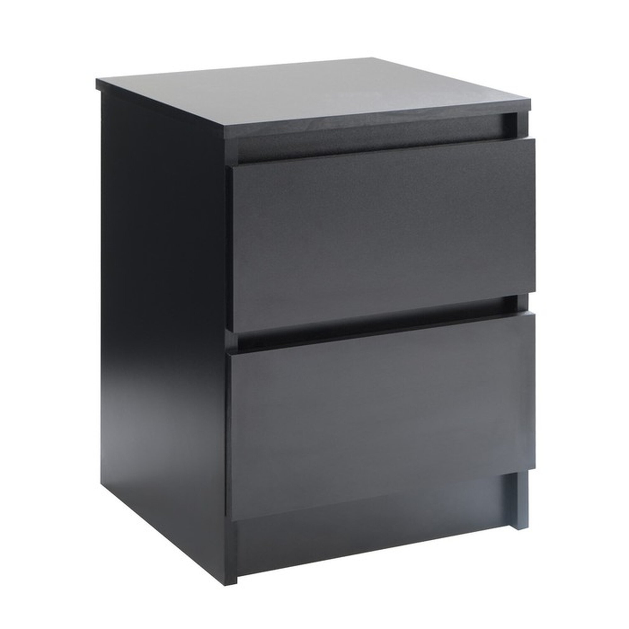Тумба прикроватная Клик Мебель  2 Мадера   ЛДСП  2 ящика  черная