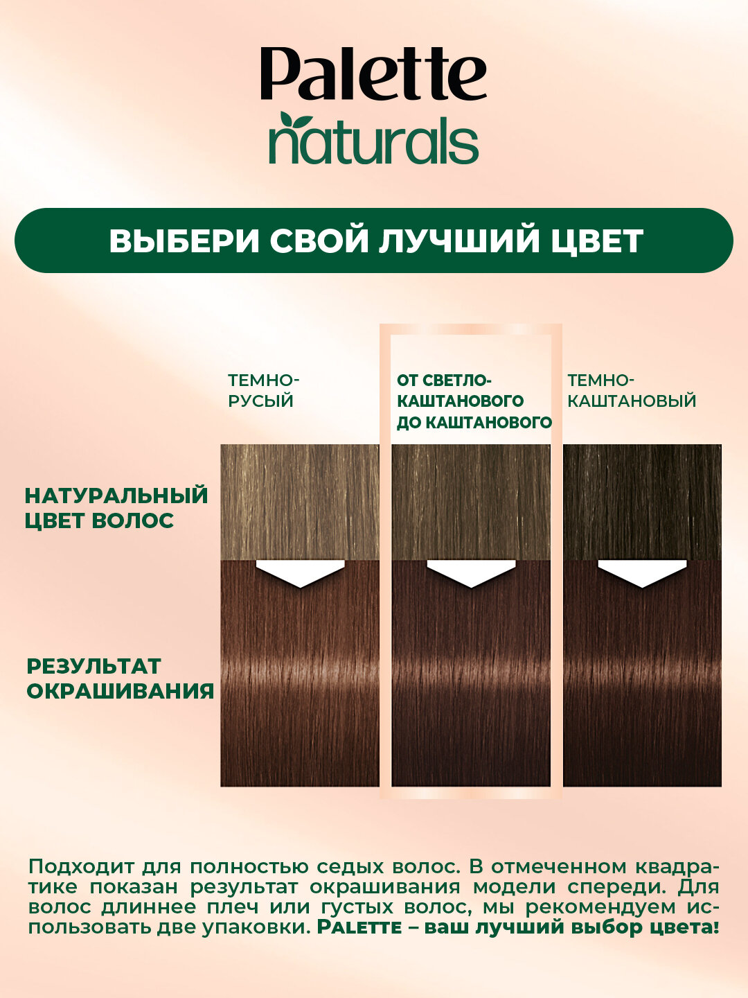 Краска для волос Palette "PNC", для седых волос, каштановый, шоколадный — фото 1