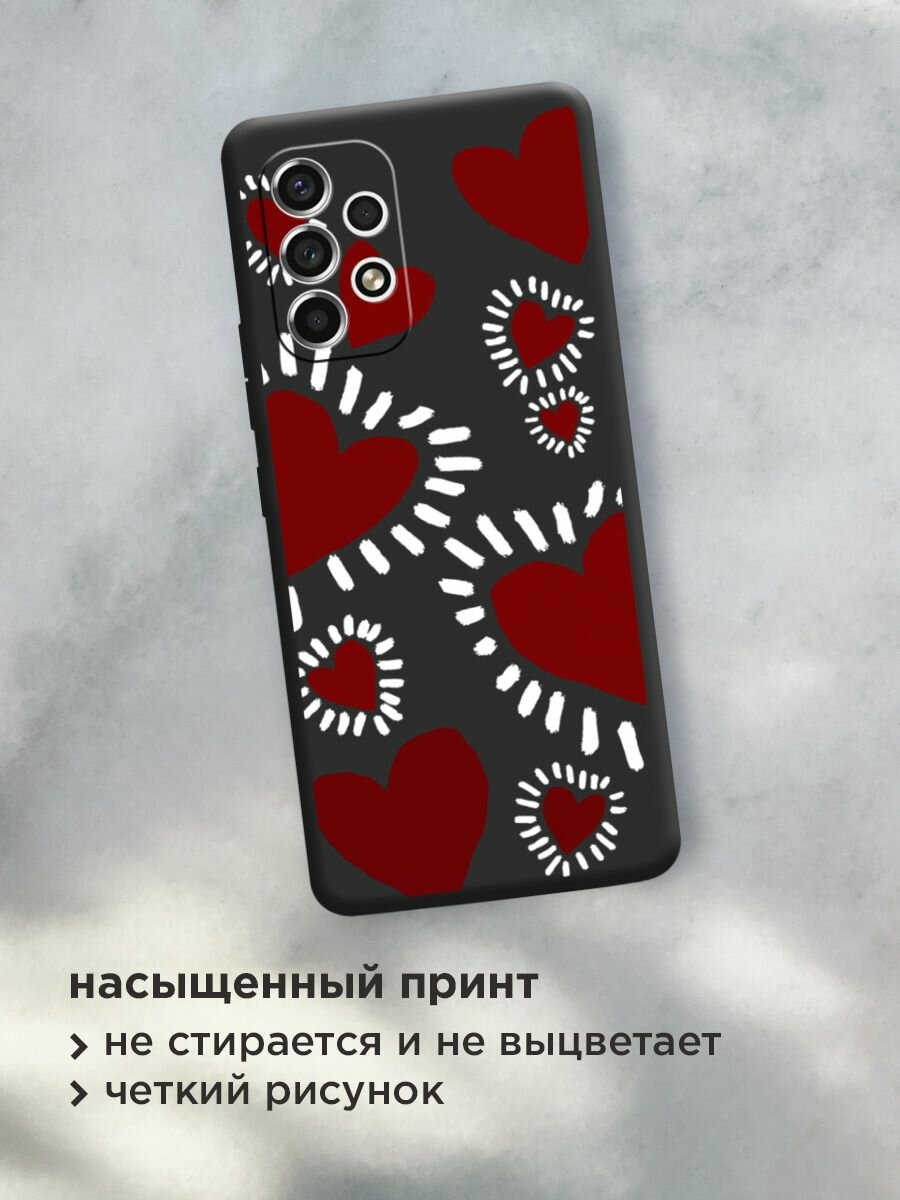 Чехол на Samsung Galaxy A53 5G / Самсунг А53 5G с принтом "Бордовые сердца 2" — фото 1