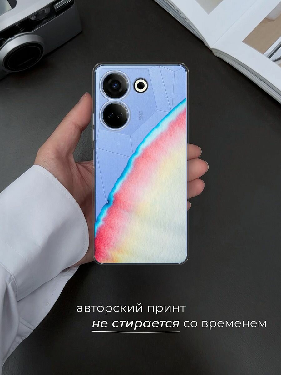 Чехол на Tecno Camon 20/20 Pro 4G / Текно Камон 20/20 Pro 4G с принтом Слияние красок, прозрачный — фото 1