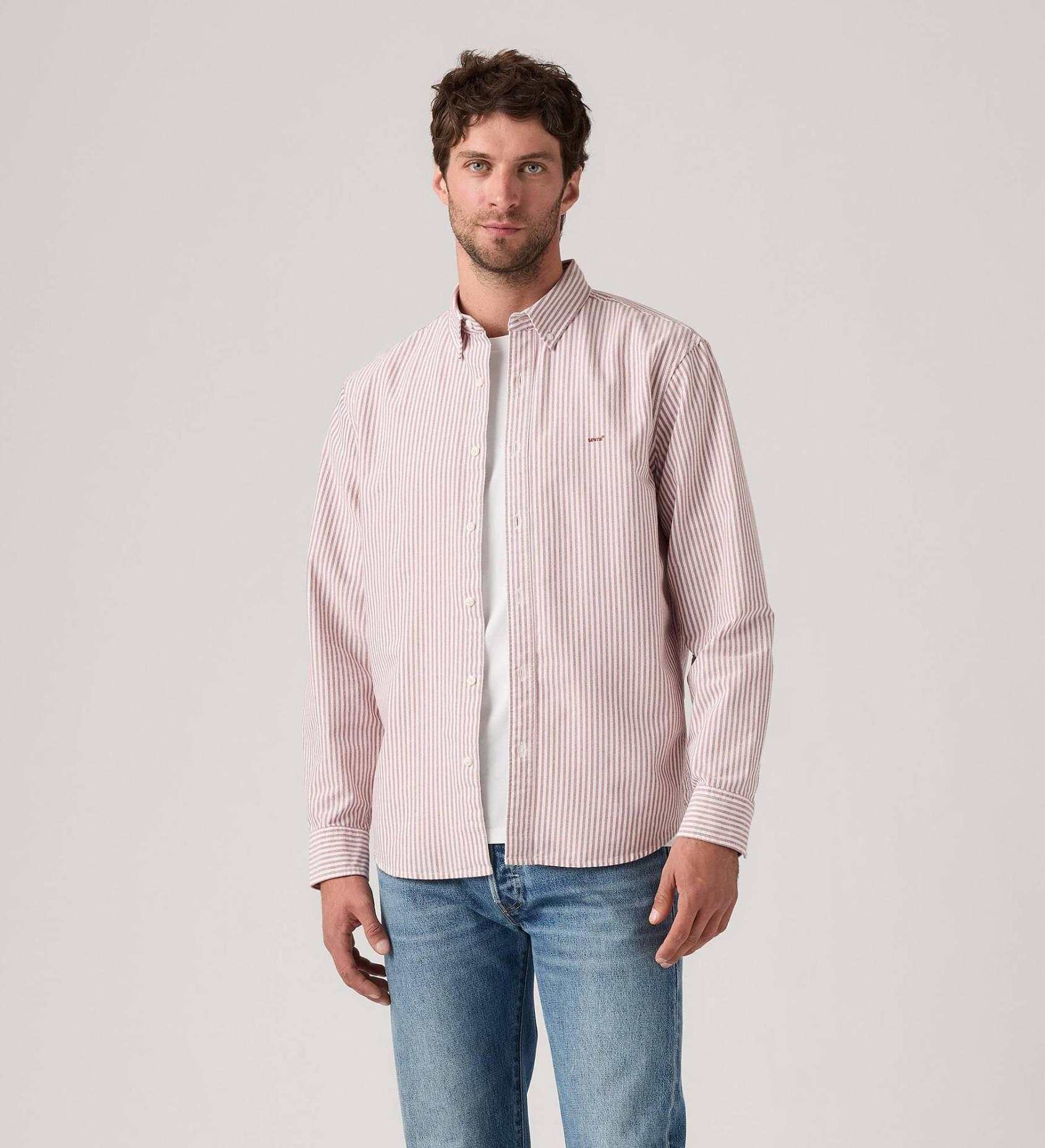 Рубашка Levi's, размер M, белый/коричневый — фото 1