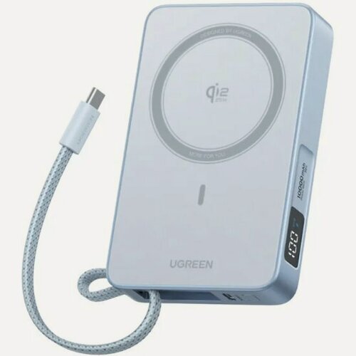 Изображение товара Внешний аккумулятор Ugreen PB773 25 Вт, 10000mAh, Qi2.2, USB-C, серебристо-голубой(65958B)