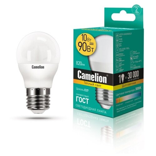 фото Светодиодная лампа camelion led10-g45/830/e27