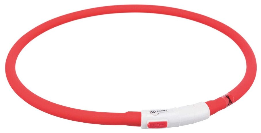 Trixie мигающее кольцо для собак USB, силикон, XS–XL: 70 см/ф 10 мм, красное