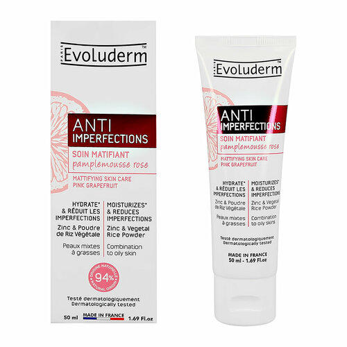 Крем для лица `EVOLUDERM` ANTI IMPERFECTIONS против несовершенств (матирующий) 50 мл