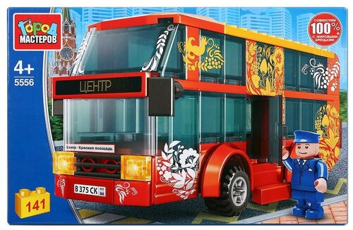 Конструктор «Двухэтажный автобус», с фигуркой, 141 деталь