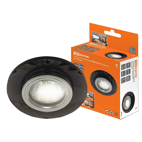 фото Светильник встраиваемый св 03-03 mr16 50вт g5.3 чёрный/хром tdm (лампа в комплект не входит) (sq0359-0049) tdm еlectric