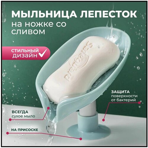 Мыльница для ванной кухни на ножке со сливом лепесток держатель мыла для кухни для губки, цвет зеленый